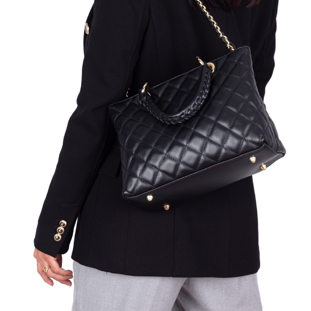 Cartera negra elegante Charlotte small Vittoria di Lusso